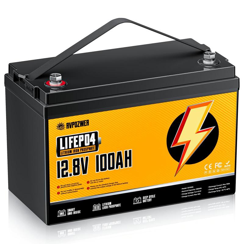 Bateria LiFePO4 Rvpozwer 12V 100Ah com 120A BMS 15000 ciclos